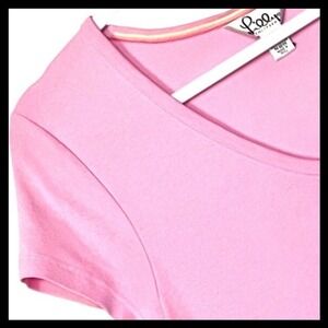 Lilly Pulitzer V-Neck T-Shirt Cotton Casual Top Short Sleeve Pink Size L